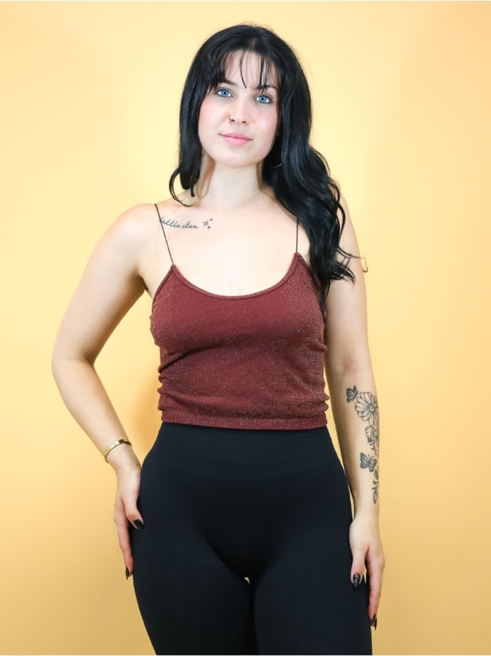 Free People Sparkle Burgundy Spaghetti Strap Camisole